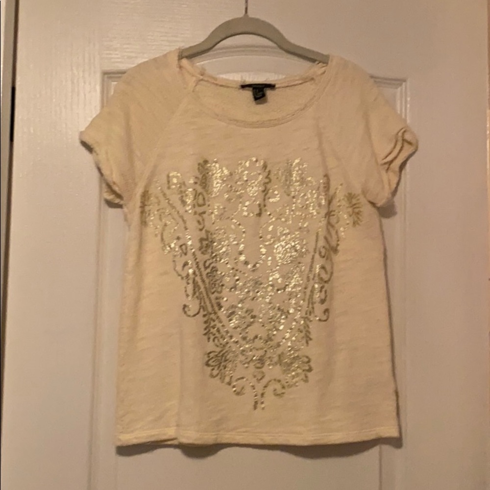 Cream colored waffle material top
